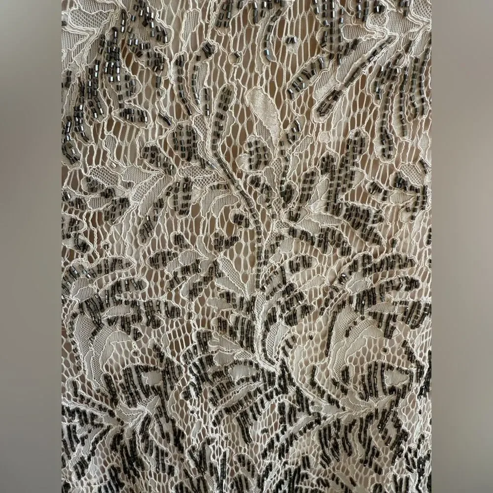 Free People Shine On Mini Dress Beaded Lace Sleeveless Beige Blush Women's Small